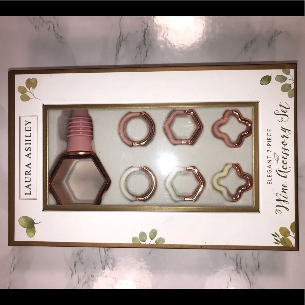 Wine Accessory Set New in Box Laura Ashley 7 piece